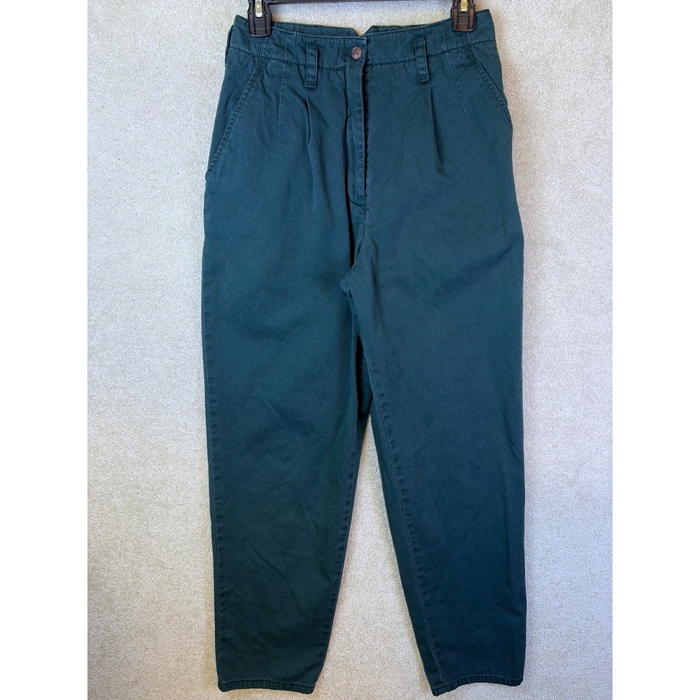 Vintage Limited Chinos Pants Wmns 6 Green Pleated High Waisted Tapered Twill 90s